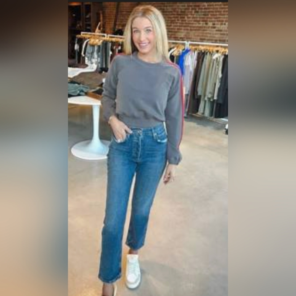 AGOLDE 23 Riley High Rise Straight Crop Raw Hem Button Fly Jeans POSE